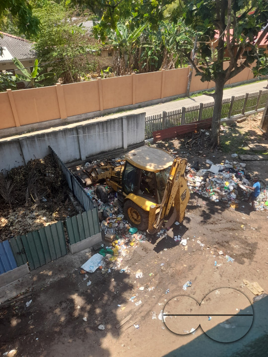 Garbage collection at a cricket ground