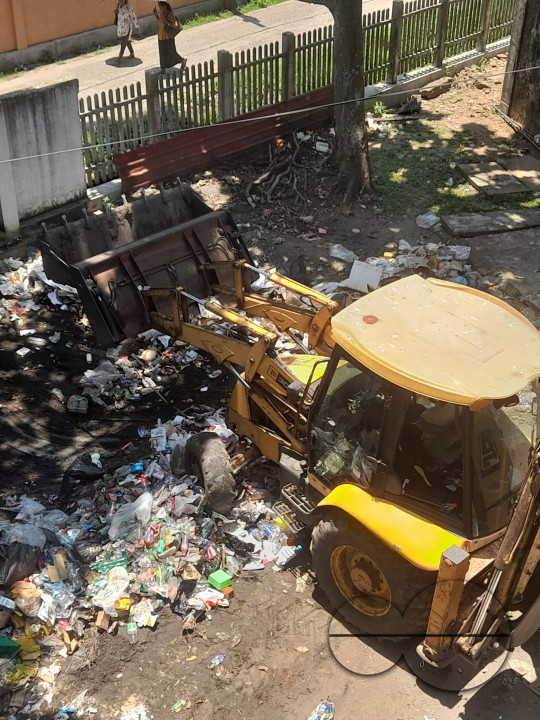 Garbage collection at a cricket ground