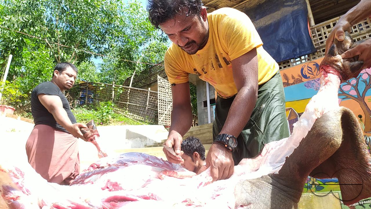 Meat stalls outside the Balukhali refugee camp
