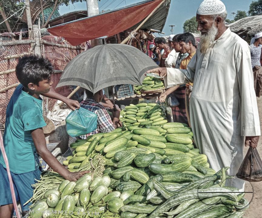 A vegetable stall outside the Balukhali refugee camp