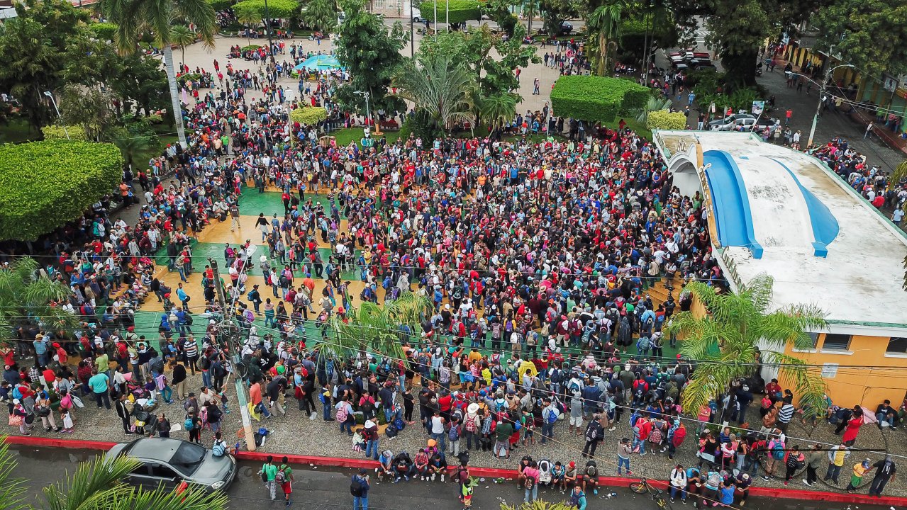 Migrant Caravan from Honduras from Above