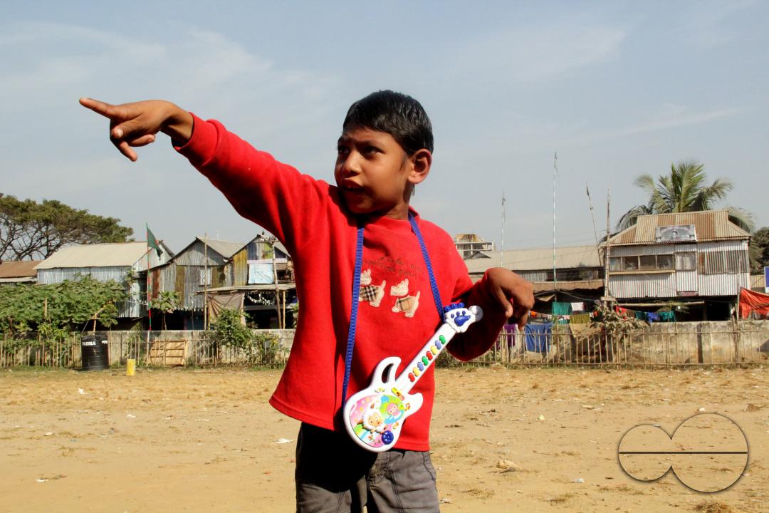 Portrait of a boy in the slums of Rayer bazar