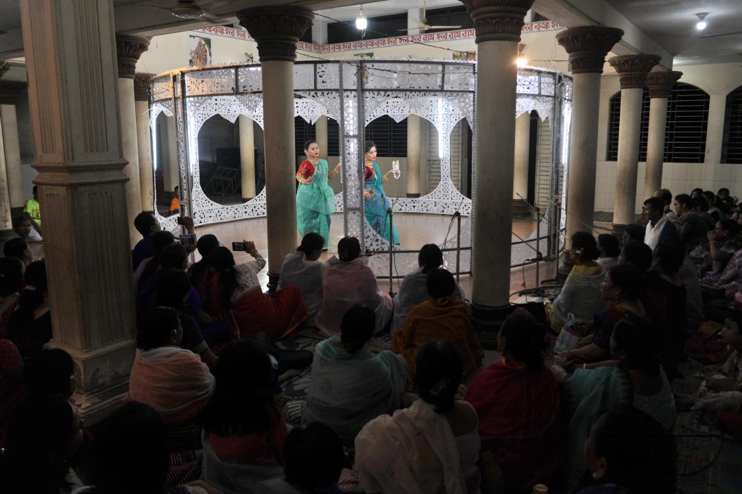 The manipuri community dancing with their traditional dresses