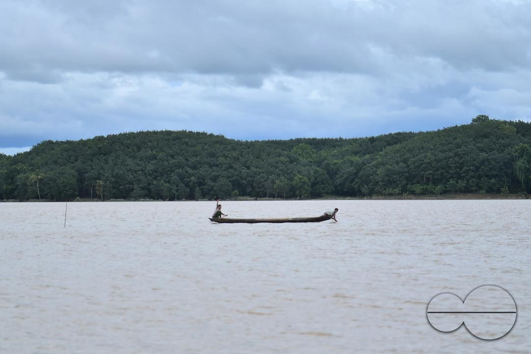 An agricultural field immersed in flooded water, outskirts of Amarpur city, 82km away from Agartala