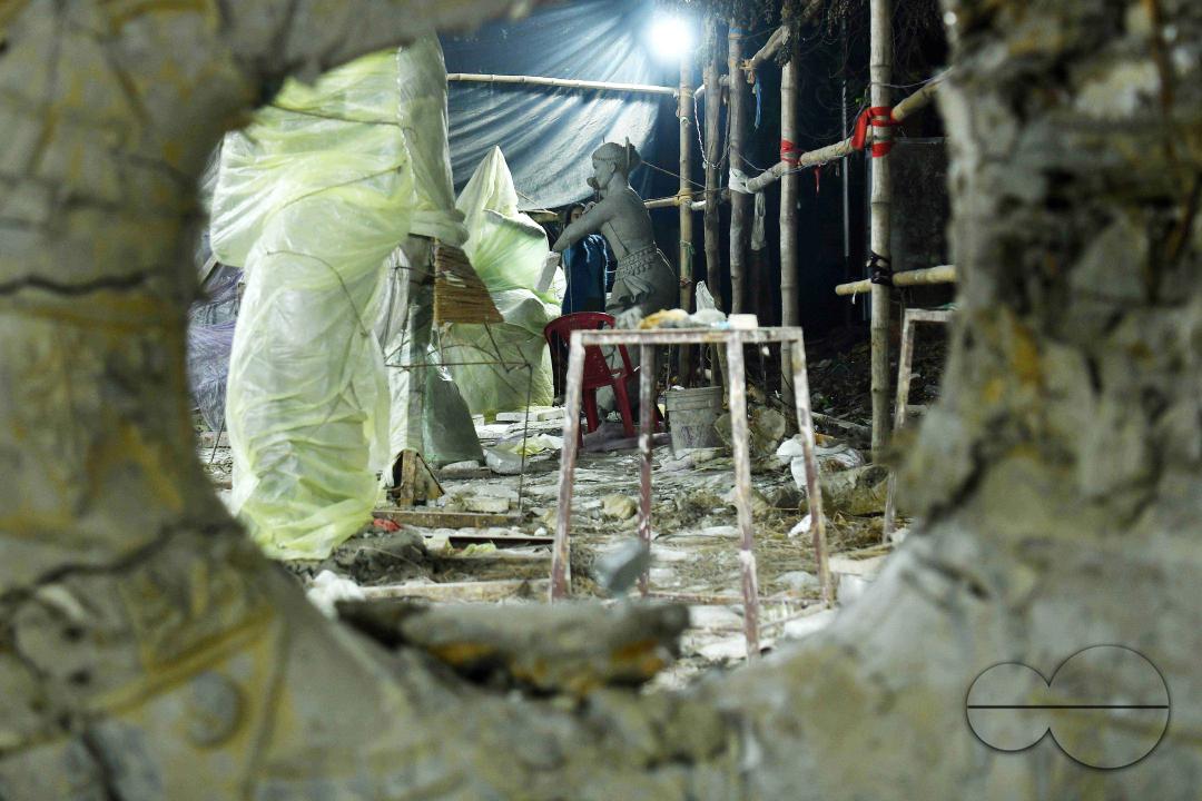 Sculptures at a Sculpture Workshop (for Varanasi) organised by Ministry of Railway (Govt of India) and the Ministry of Culture (Govt of India) in Nazrul Kala Kshetra at Agartala