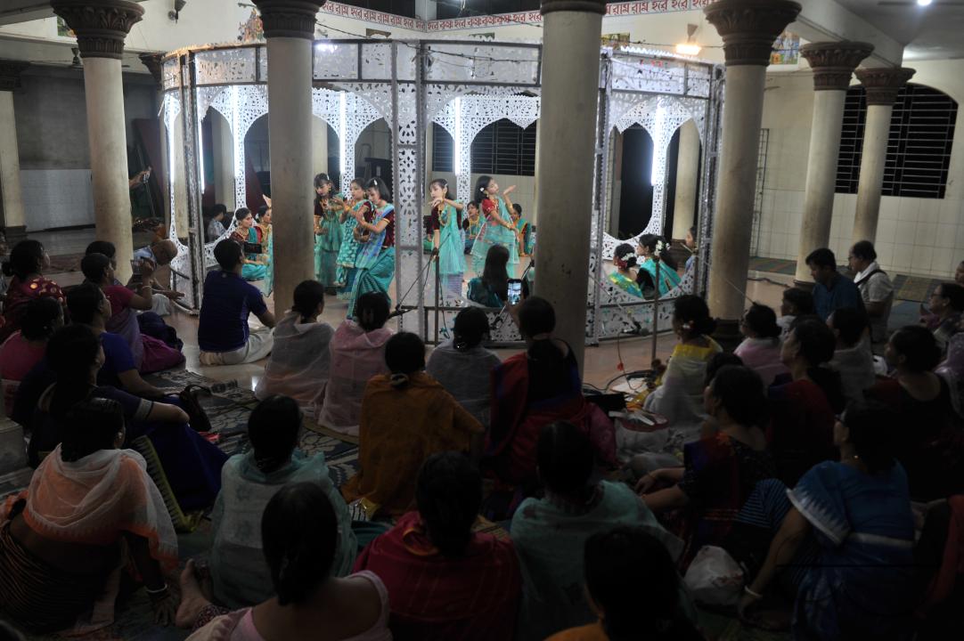 The manipuri community dancing with their traditional dresses