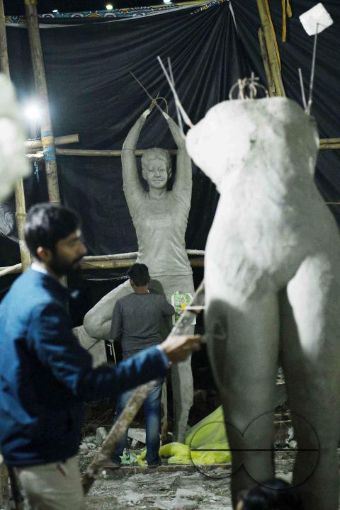 Sculptures at a Sculpture Workshop (for Varanasi) organised by Ministry of Railway (Govt of India) and the Ministry of Culture (Govt of India) in Nazrul Kala Kshetra at Agartala