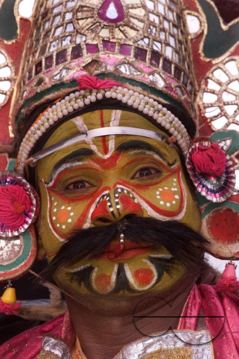 A South Indian dancer performs during a stage show at a dance festival in Kolkata, India