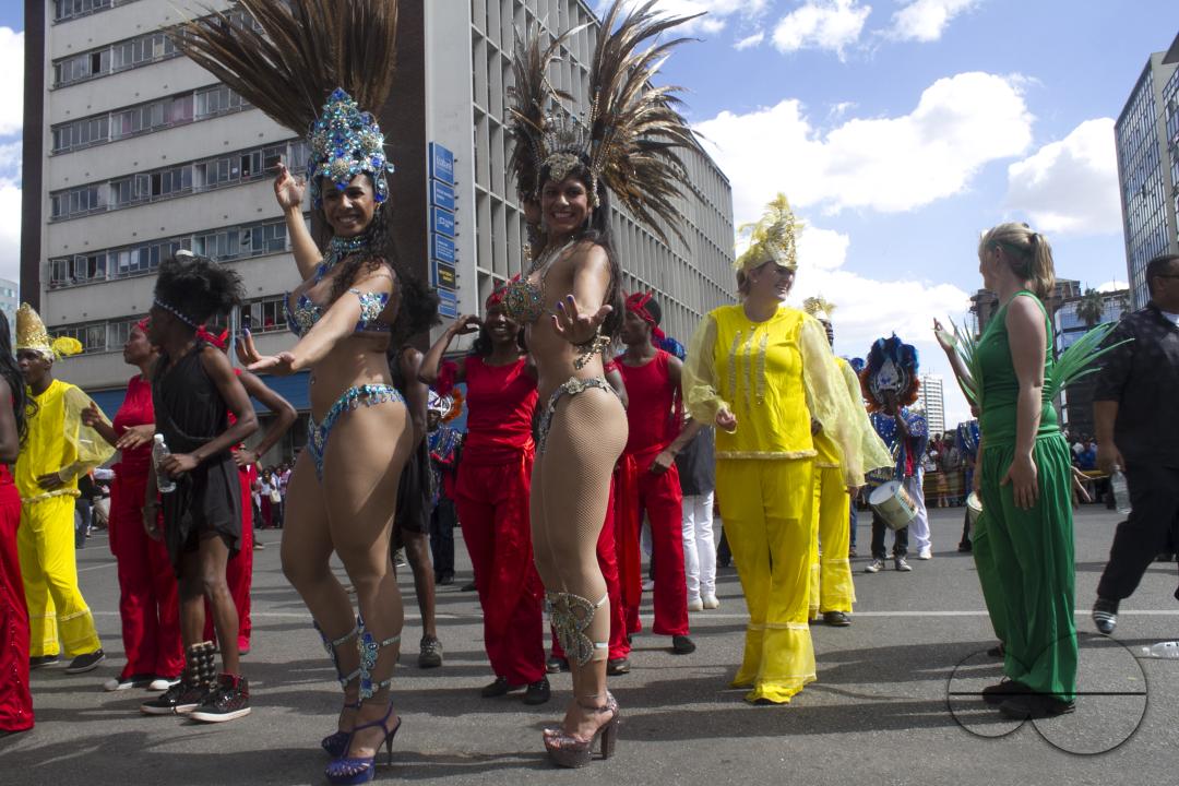 Brazilian dancers at a street carnival in Harare