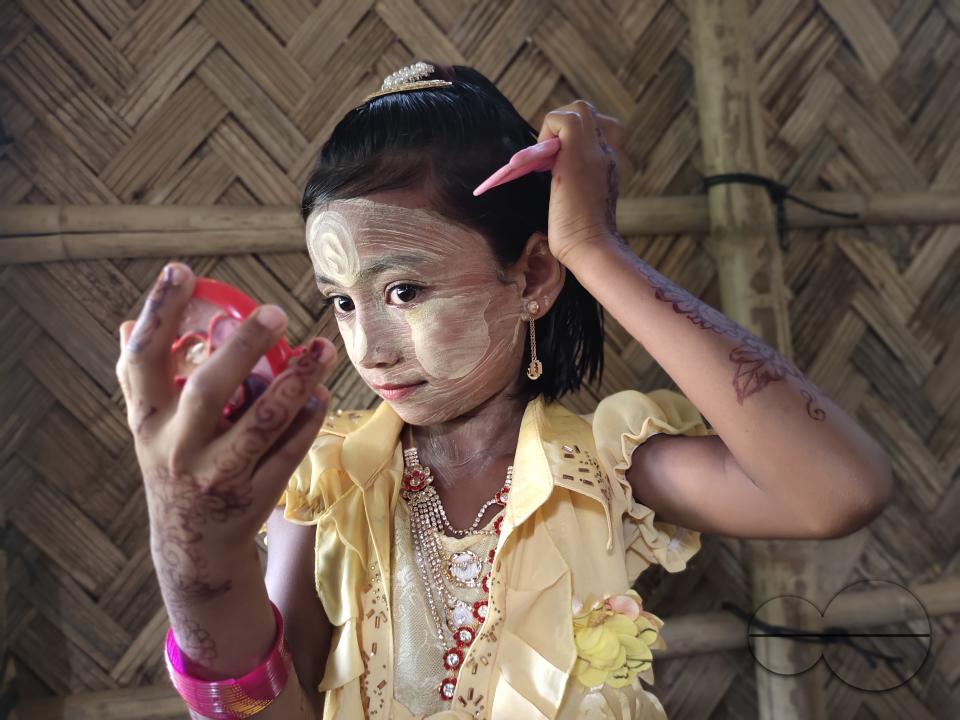 Portrait of a child dressed for a concert at the Balukhali refugee camp
