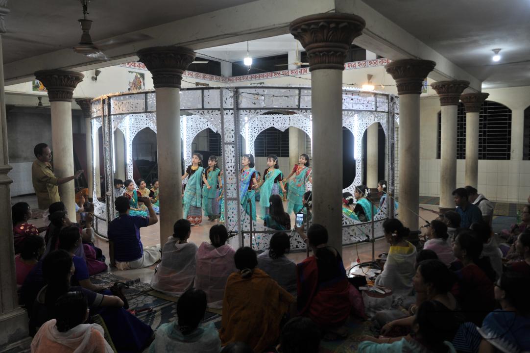 The manipuri community dancing with their traditional dresses