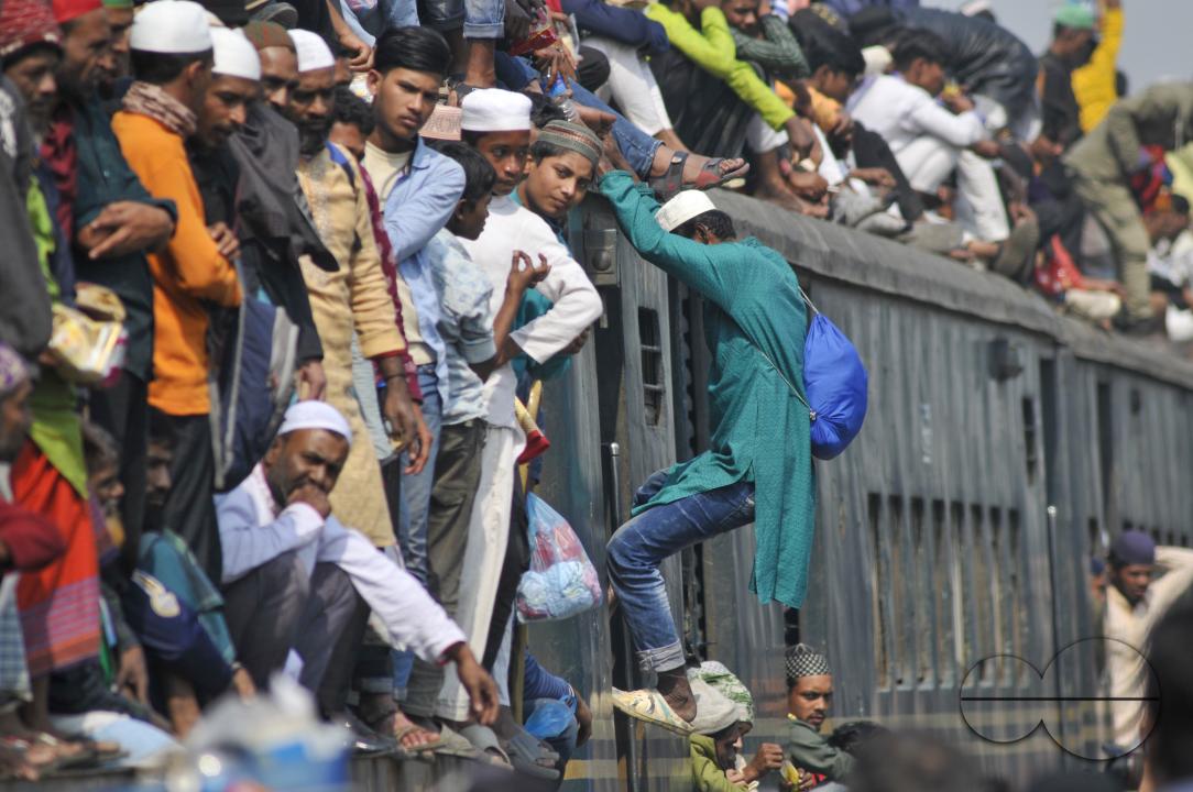Thousands of Muslim devotees are returning home on an overcrowded train after attending the final prayer of Bishwa Ijtema 2nd phase, which is considered the world's second-largest Muslim gathering after Hajj in Mecca
