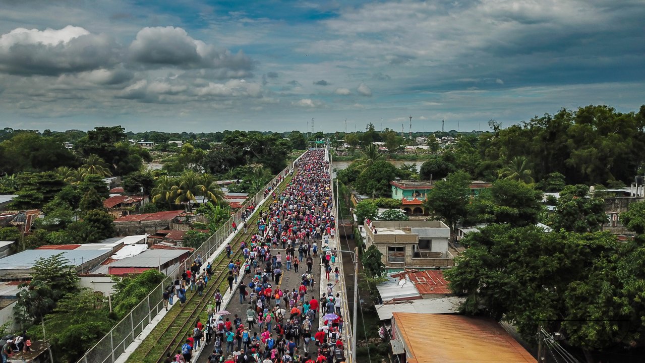 Migrant Caravan from Honduras from Above
