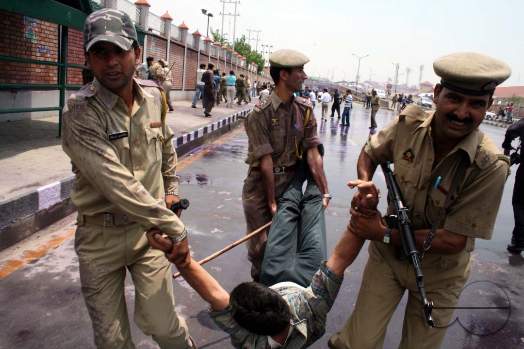 employees during a protest
