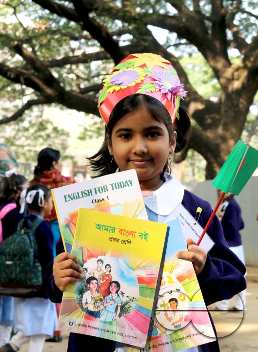 A Bangladeshi child starting her education