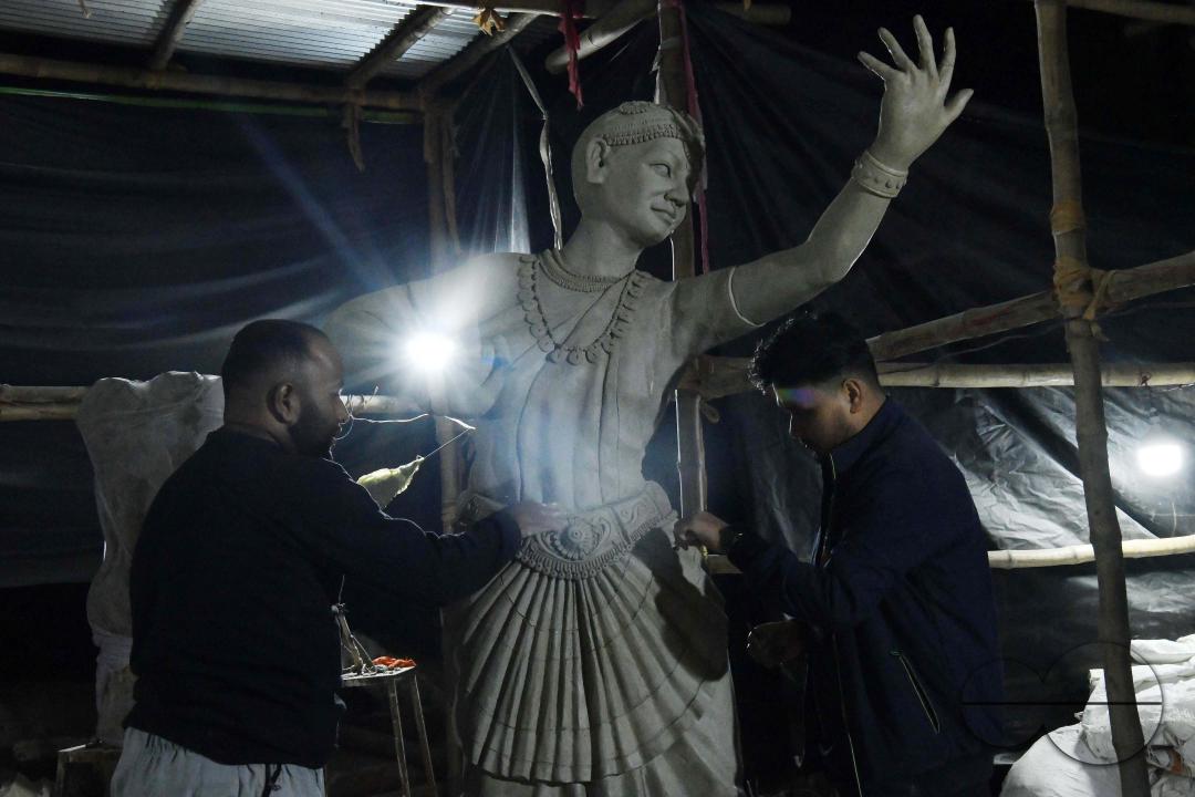 Sculptures at a Sculpture Workshop (for Varanasi) organised by Ministry of Railway (Govt of India) and the Ministry of Culture (Govt of India) in Nazrul Kala Kshetra at Agartala