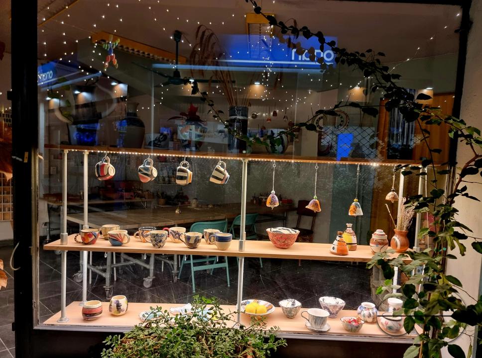 Greek pottery and handicrafts are displayed in Filo Mousou Etirias, Athens