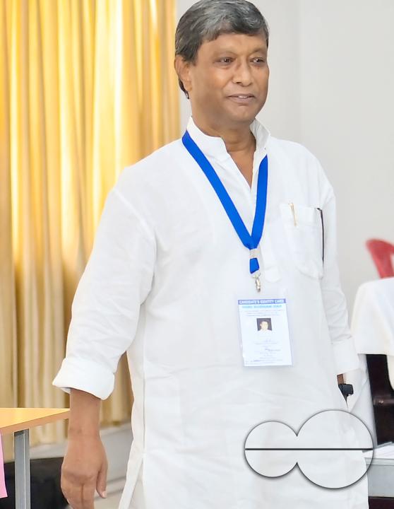 CPIM candidate Sudhan Das at the by-election to the Council of States (Rajya Sabha) at the Secretariat in Agartala