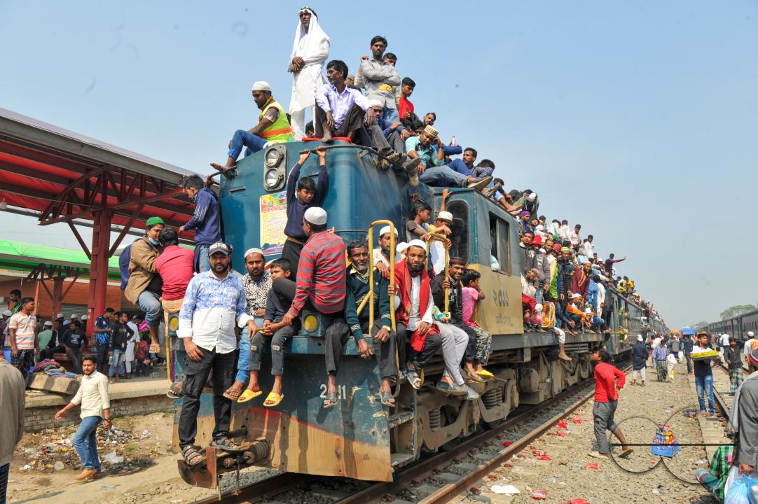 Thousands of Muslim devotees are returning home on an overcrowded train after attending the final prayer of Bishwa Ijtema 2nd phase, which is considered the world's second-largest Muslim gathering after Hajj in Mecca