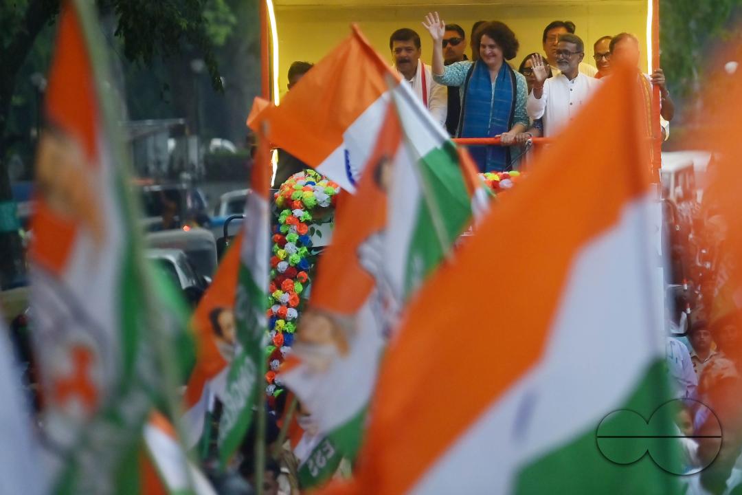 Congress leader Priyanka Gandhi Vadra joins forces with leaders of the Indian Joint Opposition, including Congress and CPIM members, in a vibrant roadshow, gearing up for the imminent Lok Sabha elections