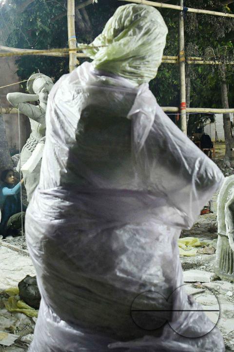 Sculptures at a Sculpture Workshop (for Varanasi) organised by Ministry of Railway (Govt of India) and the Ministry of Culture (Govt of India) in Nazrul Kala Kshetra at Agartala