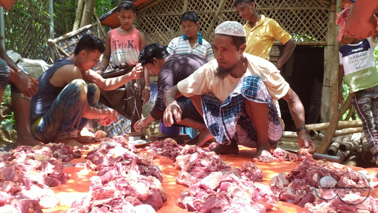 Meat stalls outside the Balukhali refugee camp