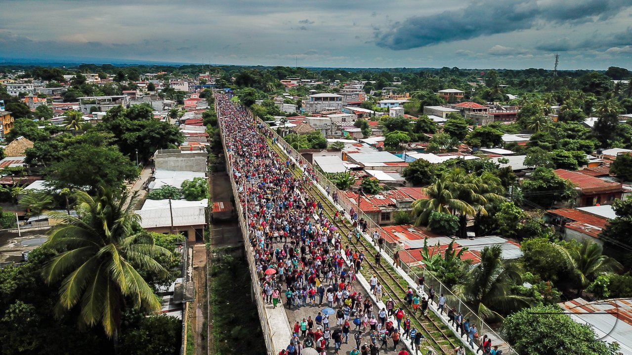 Migrant Caravan from Honduras from Above