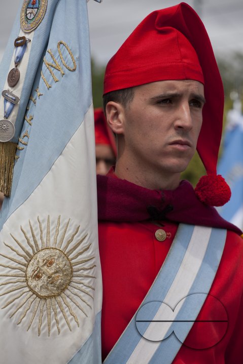 Parade of gauchos in traditional costumes in Salta, Argentina