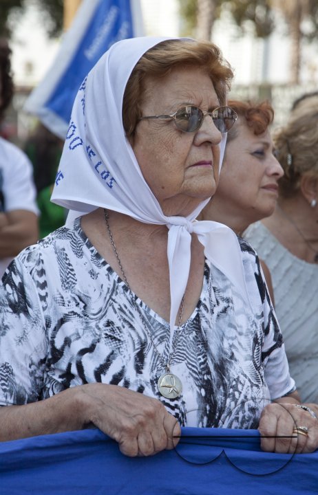 Mothers of Plaza de Mayo during weekly demonstration to establish the fate of their disappeared children and grandchildren during the Dirty War and dictatorship of 1976-1983. Buenos Aires, Argentina.