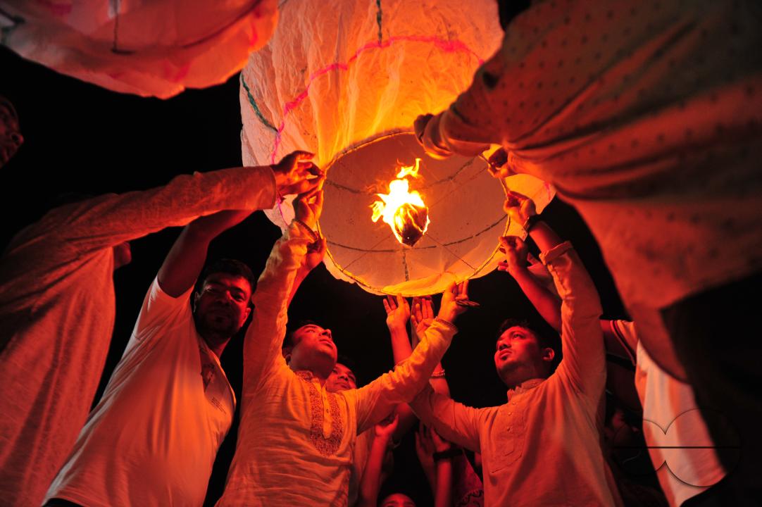 Buddhists religious followers are lighting fire sparks to celebrate Prabarana Purnima 2023 at Buddhist temples in Sylhet