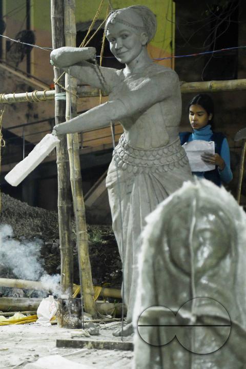 Sculptures at a Sculpture Workshop (for Varanasi) organised by Ministry of Railway (Govt of India) and the Ministry of Culture (Govt of India) in Nazrul Kala Kshetra at Agartala