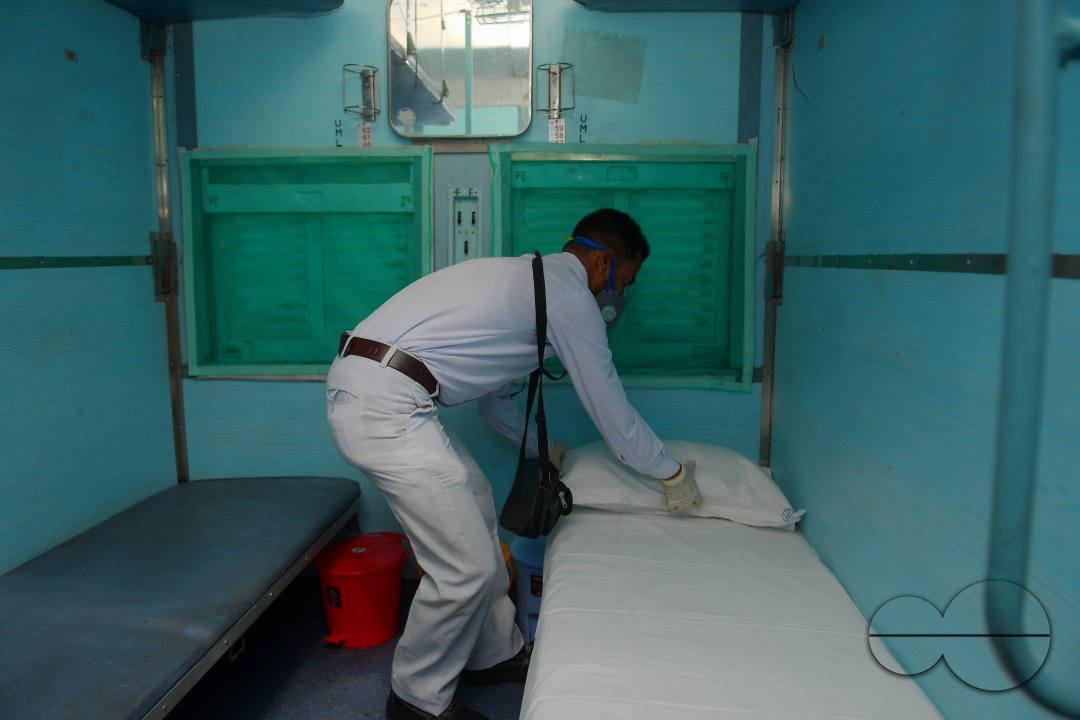 Train carriage converted into isolation ward