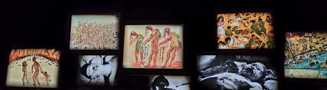 Images, artefacts, childrens paintings, articles of clothing of survivors-all from the atomic bombing of Hiroshima, displayed at the Hiroshima Peace Memorial Museum