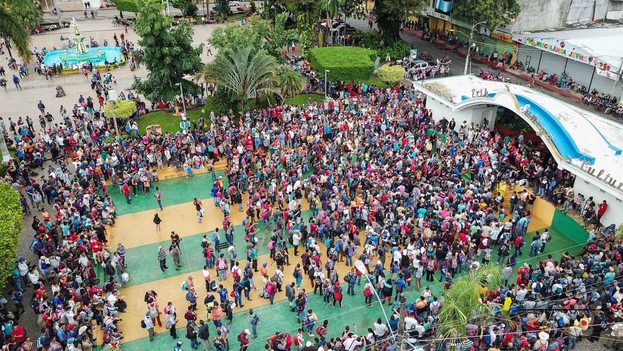 Migrant Caravan from Honduras from Above