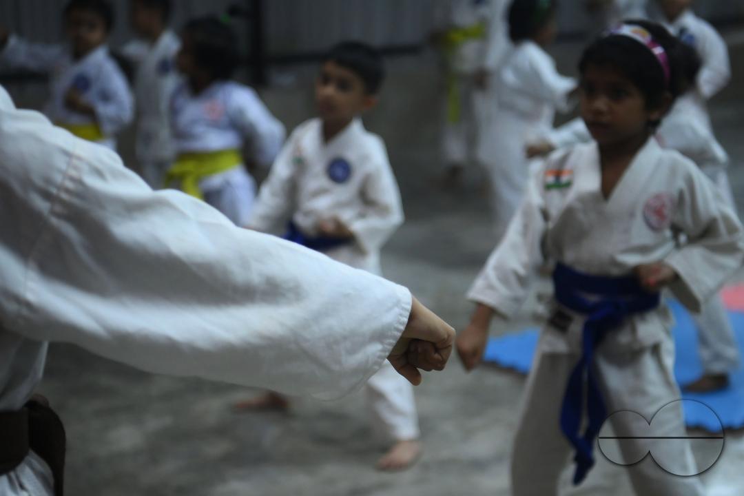 Children, who are students of the "Shotokan Karate-Do Association of Tripura", are seen performing karate during a special class on Children's day in Barjala, at Agartala