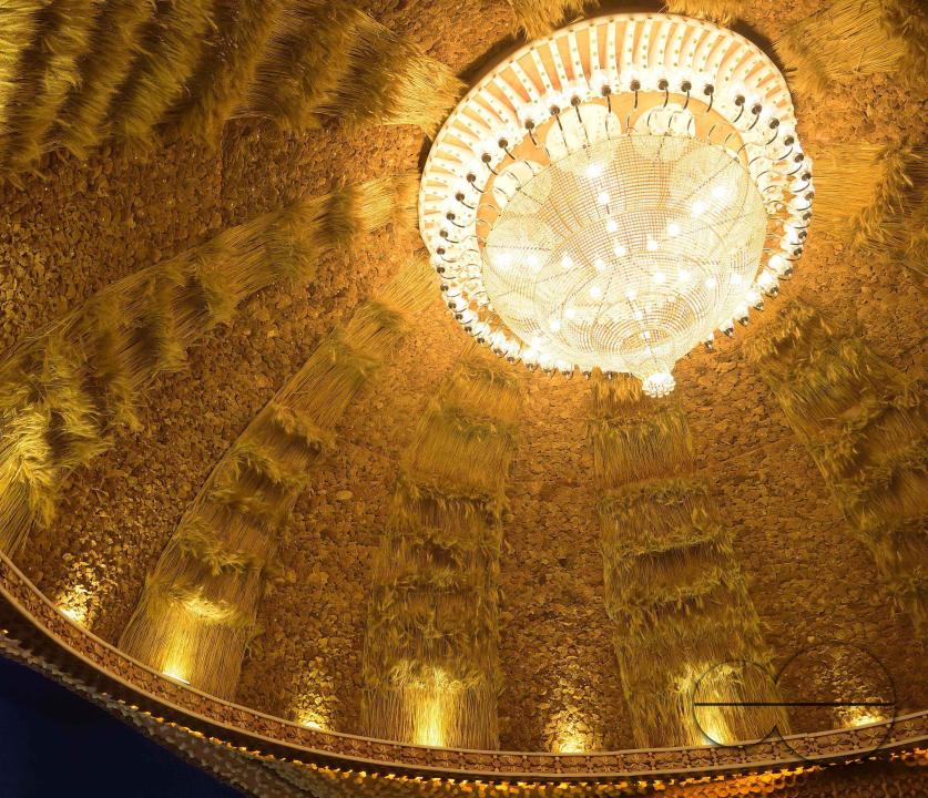 The Hindu goddess Durga is pictured inside a "pandal" or temporary platform during the Durga Puja festival in Agartala