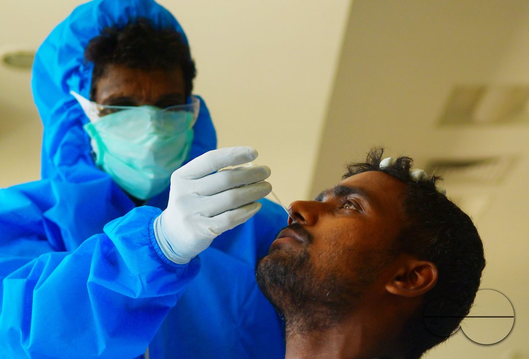 Journalists, going through under swab test