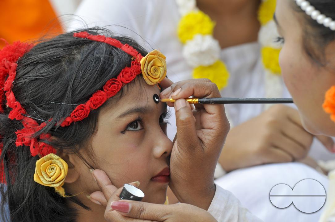 Dancers preparing for a performance for Language Month at Sylhet Central Shaheed Minar which was celebrated with an alphabet procession in Sylhet