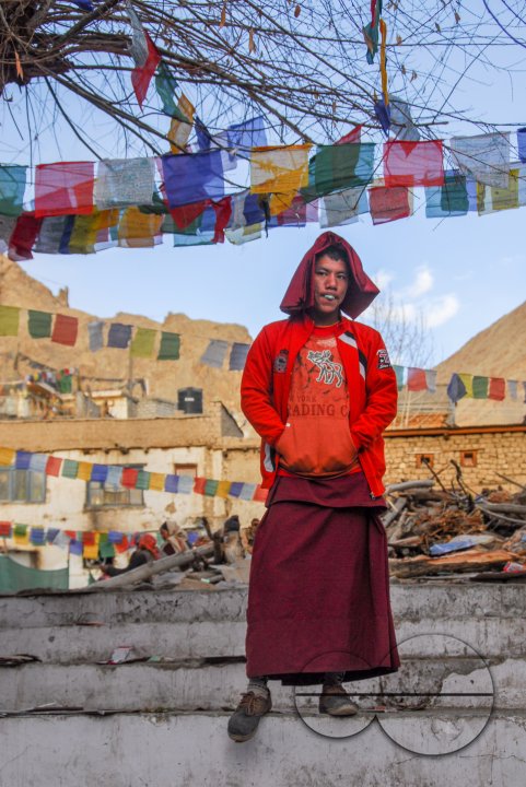 A young monk near the Temple Square in Leh, Ladakh.