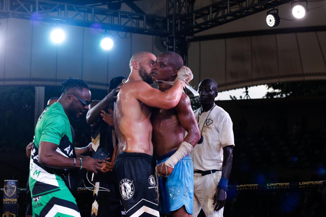 Dambe boxers fight during the Dambe Warriors Supper fight 3 Tournament in Abuja, Nigeria.