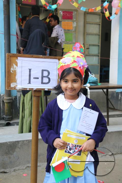 A Bangladeshi child starting her education