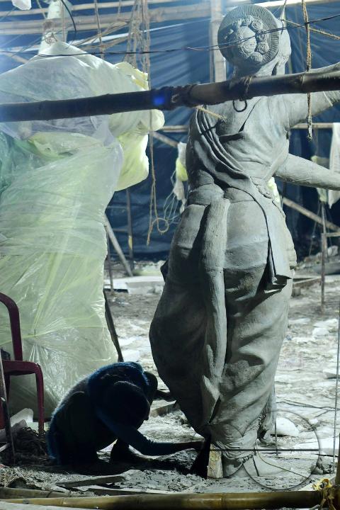 Sculptures at a Sculpture Workshop (for Varanasi) organised by Ministry of Railway (Govt of India) and the Ministry of Culture (Govt of India) in Nazrul Kala Kshetra at Agartala