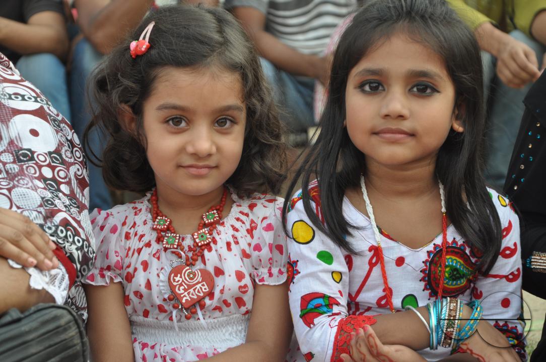 Portrait of  little girls during the New year celebrations