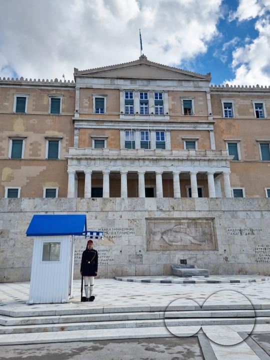 A popular tourist attraction in Athens, the changing of the Guard ceremonies take place at the Presidential Mansion and at the Tomb of the Unknown Soldier, which is off Syntagma Square below the Hellenic Parliament