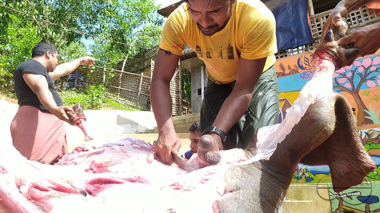 Meat stalls outside the Balukhali refugee camp