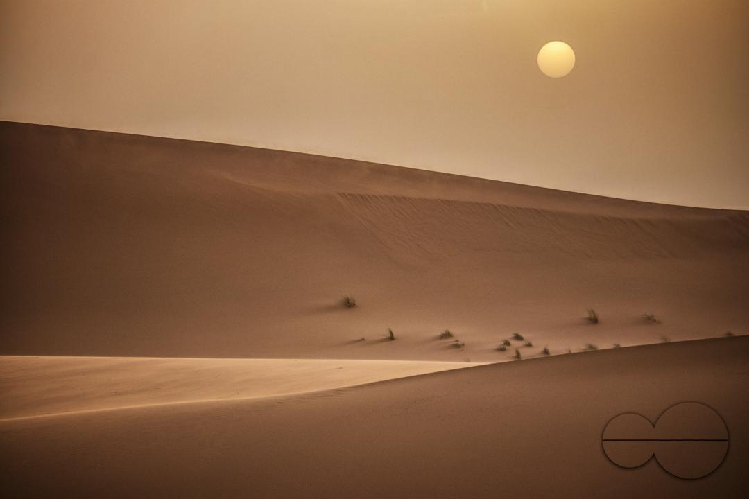 Sunset over the Sahara desert