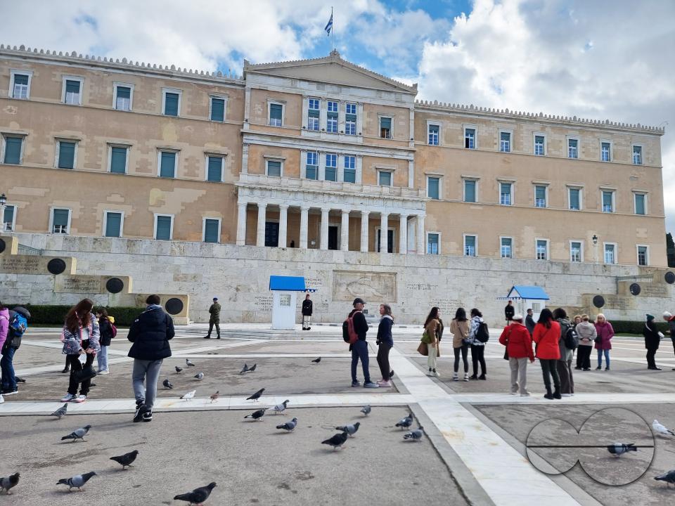 A popular tourist attraction in Athens, the changing of the Guard ceremonies take place at the Presidential Mansion and at the Tomb of the Unknown Soldier, which is off Syntagma Square below the Hellenic Parliament
