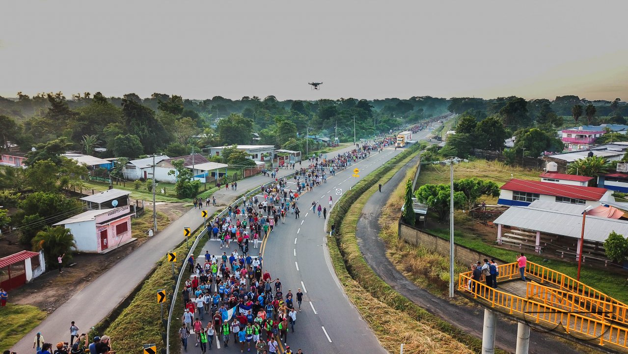 Migrant Caravan from Honduras from Above