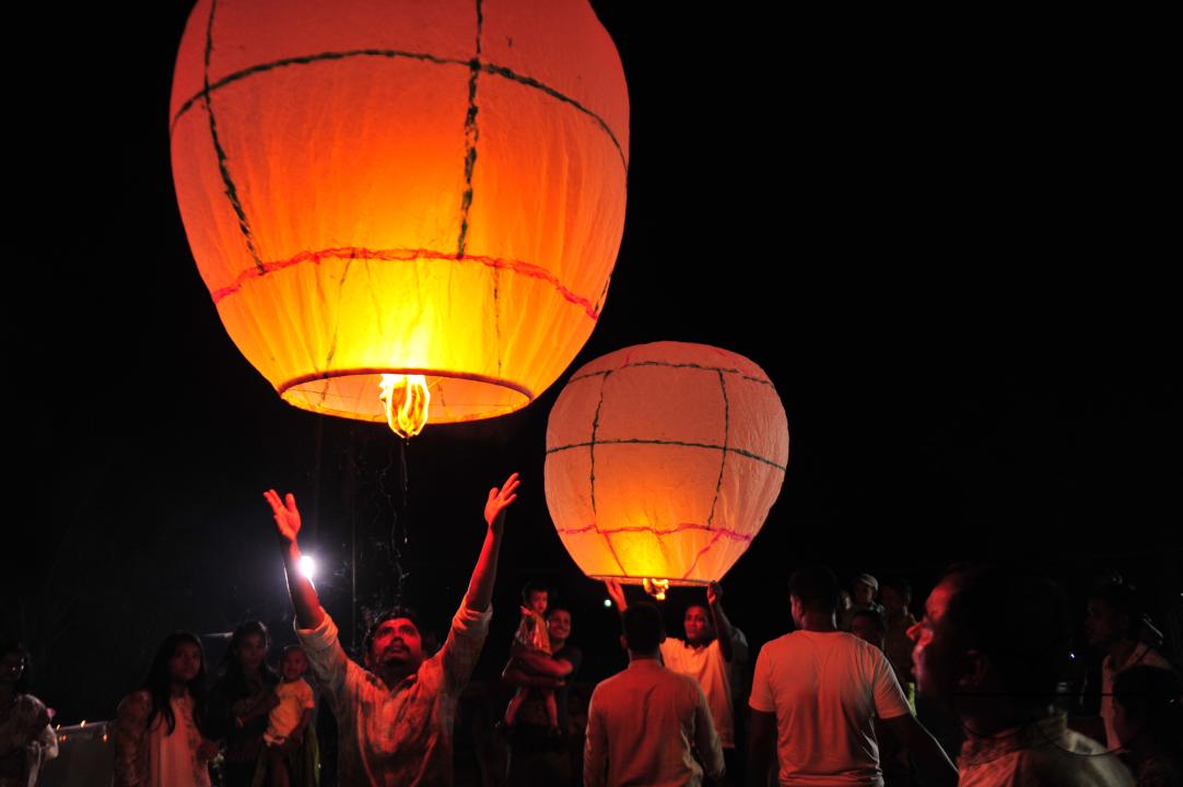 Buddhists religious followers are lighting fire sparks to celebrate Prabarana Purnima 2023 at Buddhist temples in Sylhet