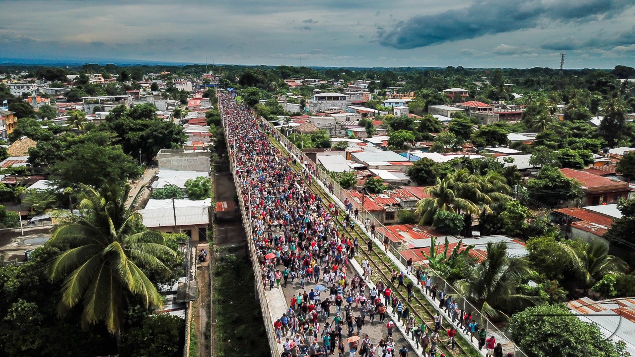 Migrant Caravan from Honduras from Above